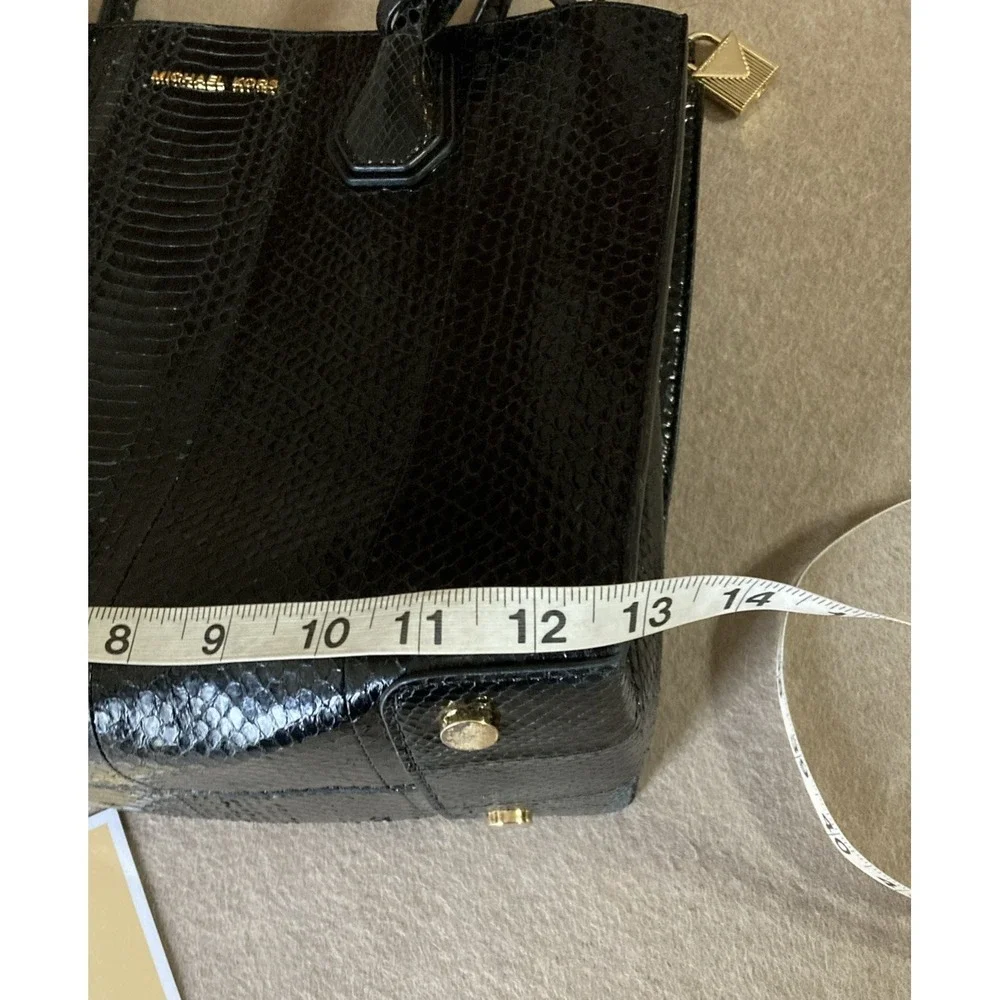MICHAEL KORS Mercer‎ Large Convertible Black Genuine Snakeskin Tote Shoulder Bag
